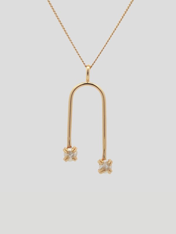 Quentin Necklace - Keshi Pearl in Champagne Gold