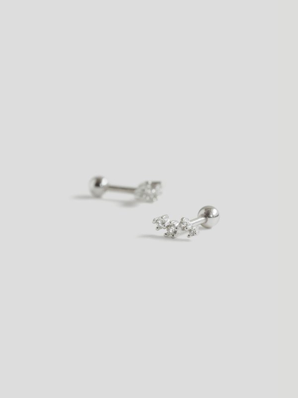 Tinsel Ear Studs - White Topaz in Silver