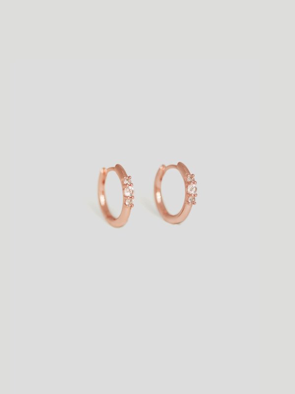 Trey Ear Huggers - White Topaz in Rose Gold