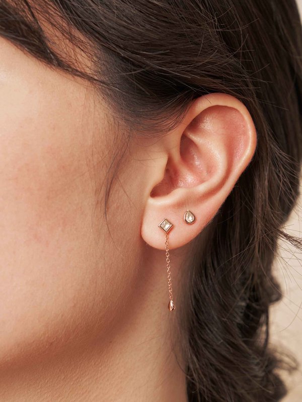 Sadie Drop Earrings - White Topaz in Rose Gold