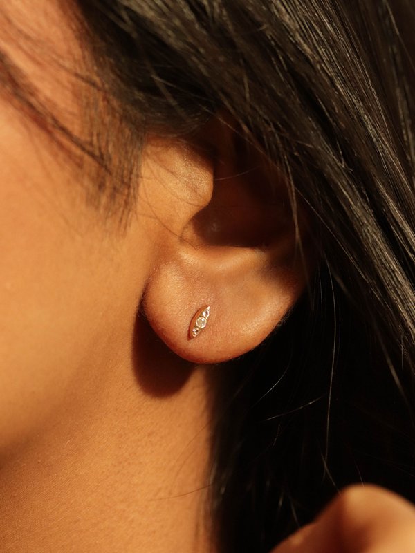 Kira Ear Studs - White Topaz in Champagne Gold