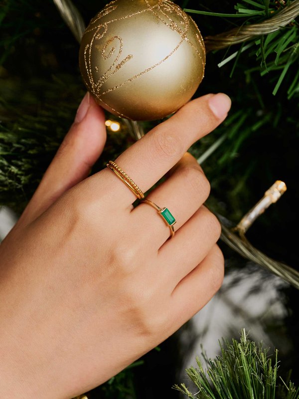 Joni Ring - Green Onyx in Champagne Gold