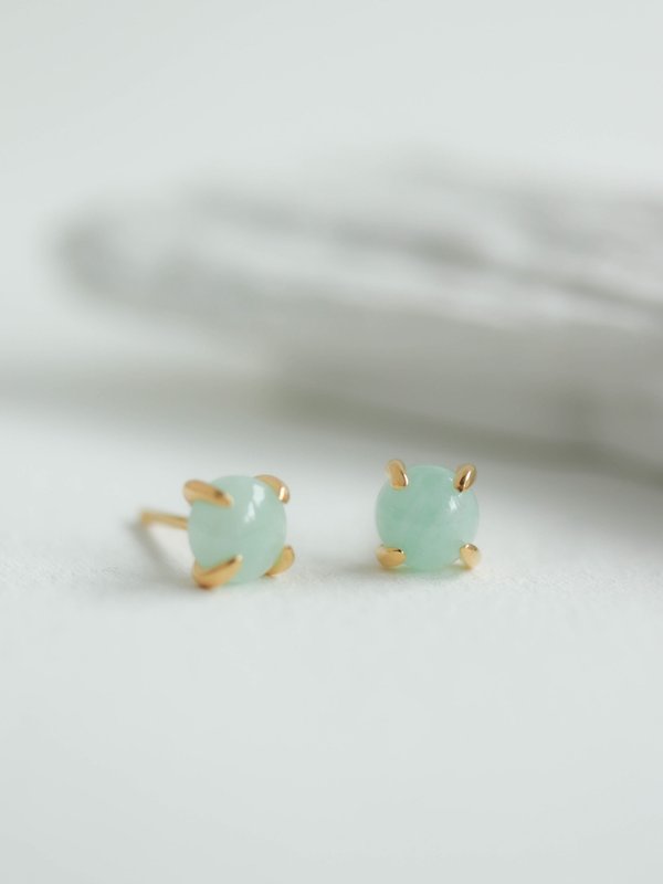 Basic Ear Studs - Amazonite in Champagne Gold