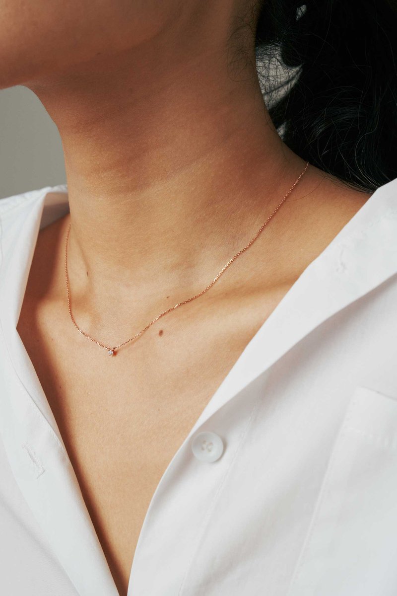 Sirius 14k Solid Rose Gold Necklace with Diamond