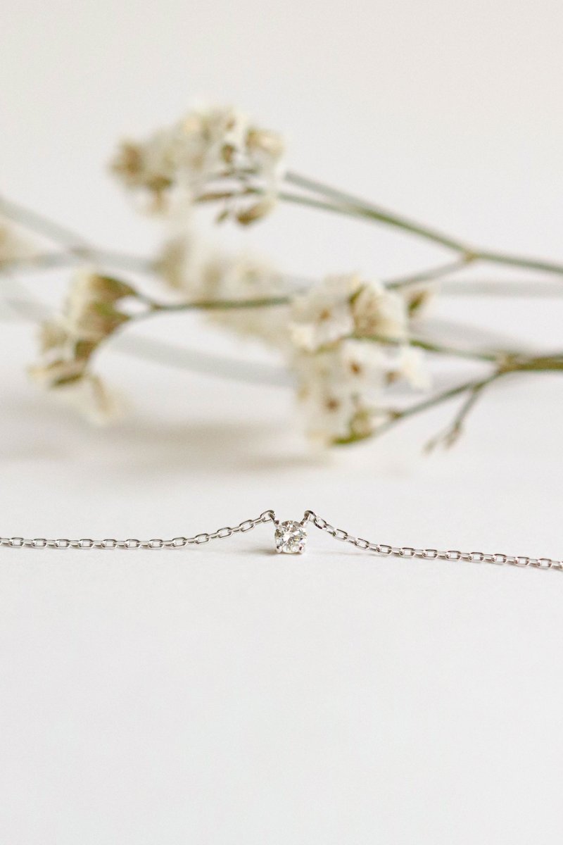Sirius 14k Solid White Gold Necklace with Diamond